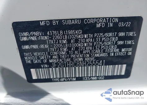 2022 Subaru Crosstrek Sport from USA, damaged, VIN JF2GTHRC8NH255541